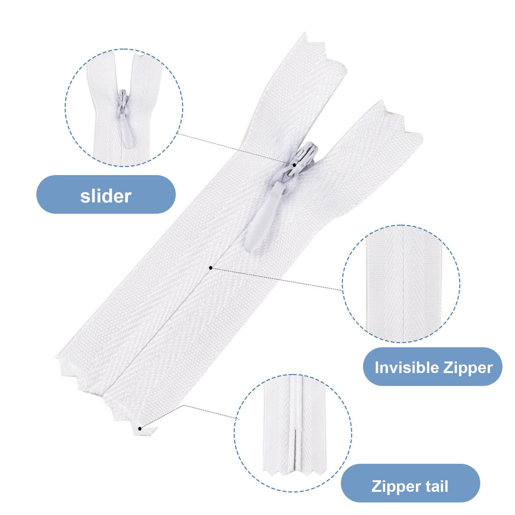 PULIANGLIU 5 Pcs Invisible Zips for Sewing, 40 cm 16 Inch White Zippers - image 3