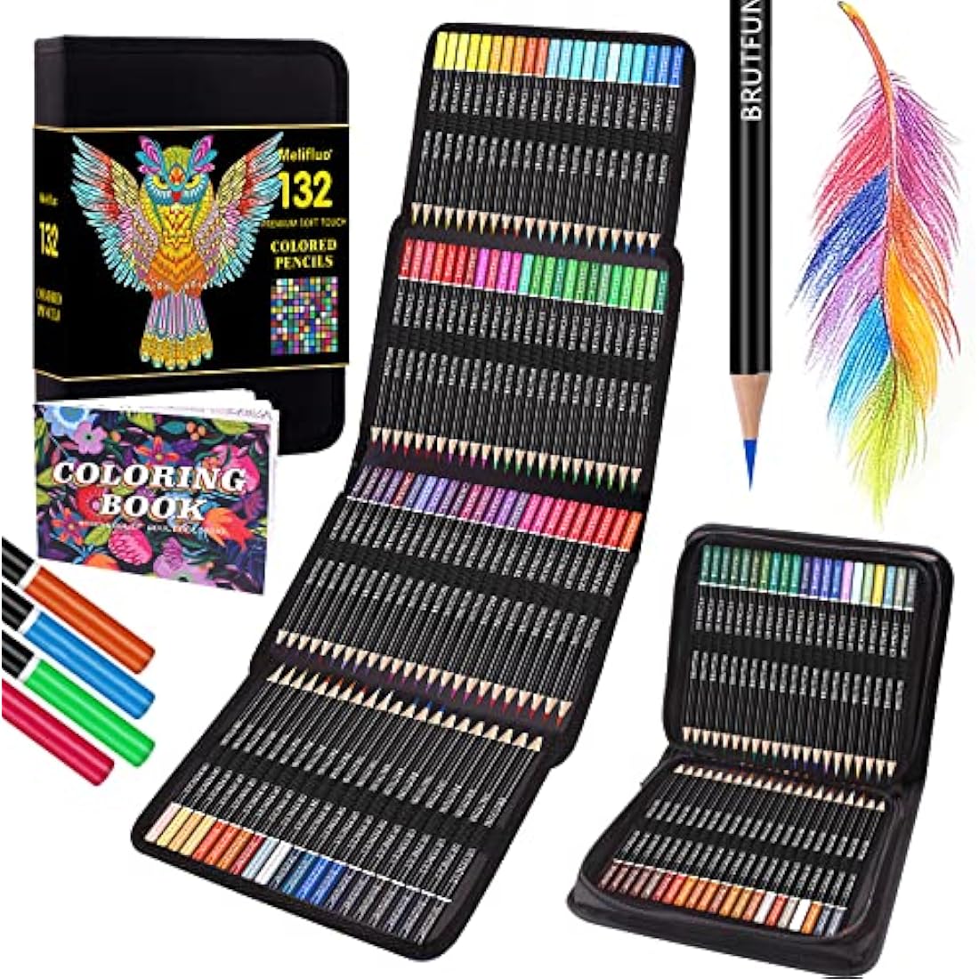 Melifluo 132 Professional Colouring Pencils Set with Portable Zipper Bag