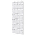 Suacculent Over Door Shoe Organiser, 24 Large Mesh Pockets & 3 Hooks, White - image 1