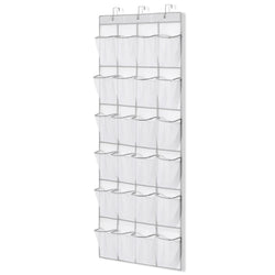 Suacculent Over Door Shoe Organiser, 24 Large Mesh Pockets & 3 Hooks, White - image 1