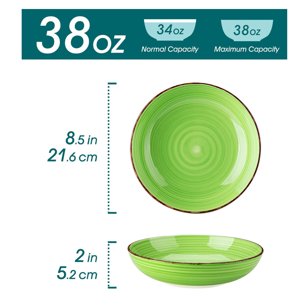 vancasso Bonita 38oz Ceramic Pasta Bowls – Set of 6 Large Salad Bowls