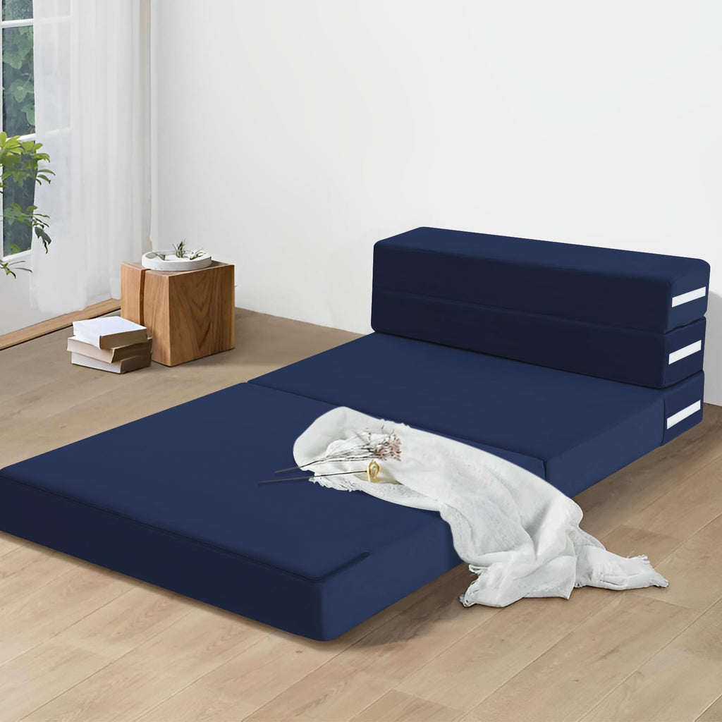 MeMoreCool Folding Floor Mattress Single, Fold Out Sofa Chair, Navy - image 2