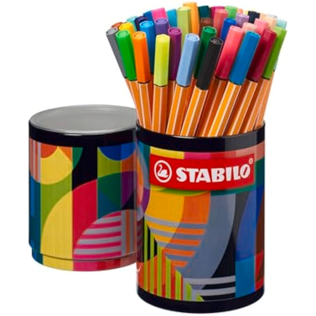 STABILO Point 88 Fineliner Pens – ARTY Metal Tin of 45 Assorted Colours