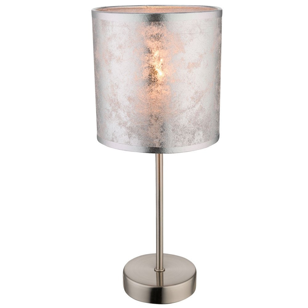 Amy I Table Lamp – Nickel Matt with Silver Textile Shade