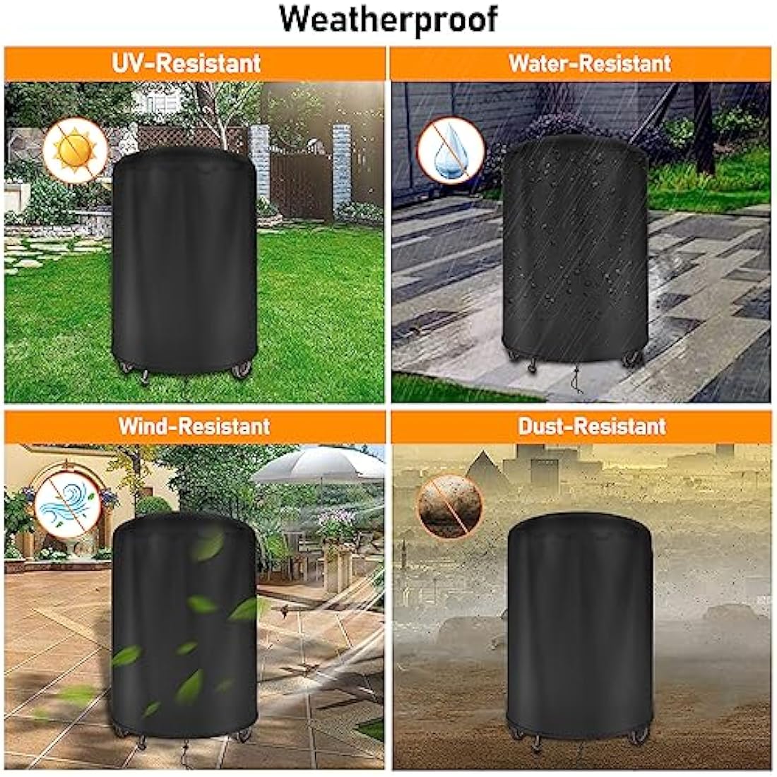 Raweao Kettle BBQ Cover – 500D Oxford Waterproof Grill Cover for Weber 57cm