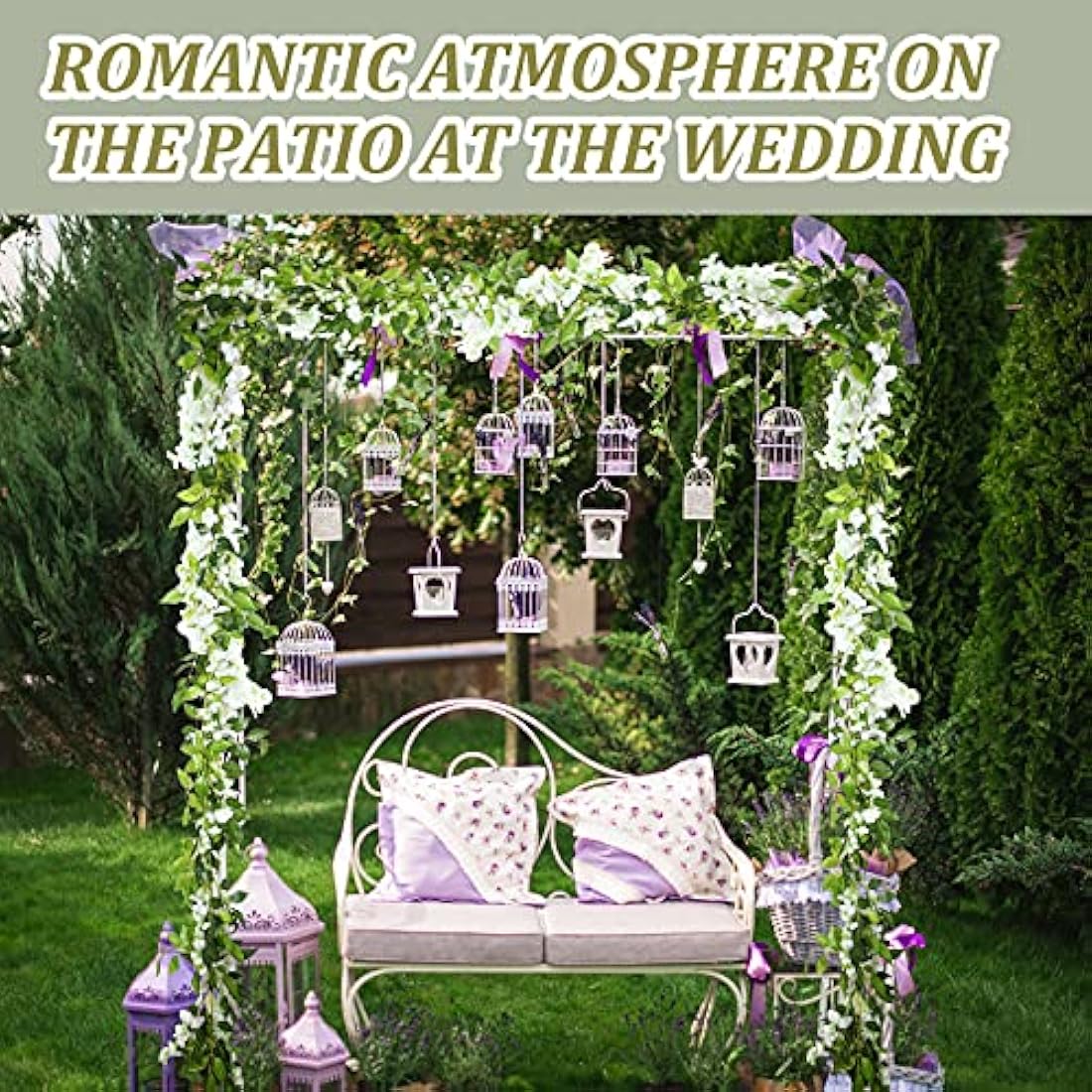 4-Piece White Silk Wisteria Garland Artificial Hanging Vines