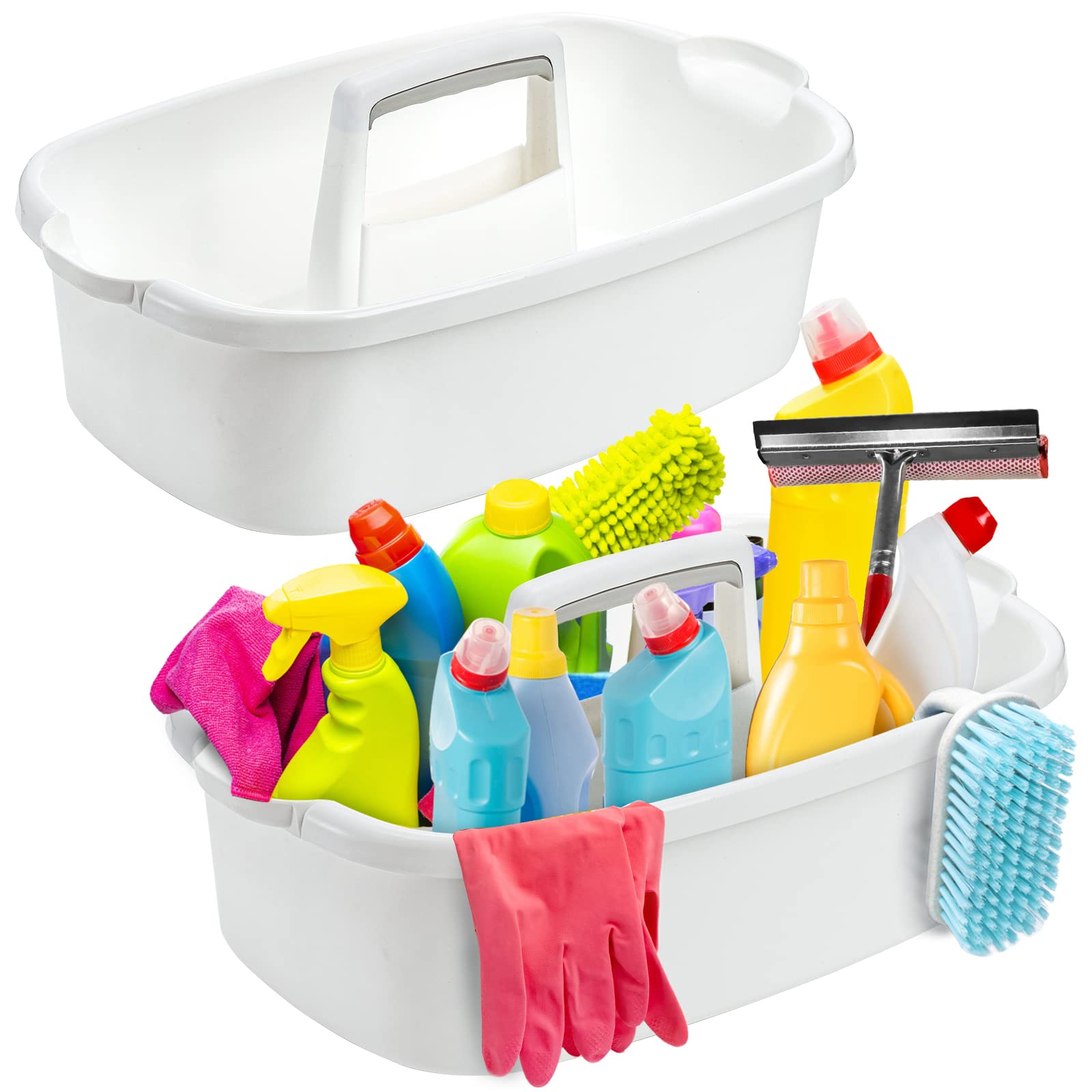 TOPZEA 2-Pack Cleaning Supplies Caddy | Large Plastic Portable Storage Tote