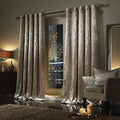 Taupe Crushed Velvet Eyelet Curtains - Fully Lined Pair