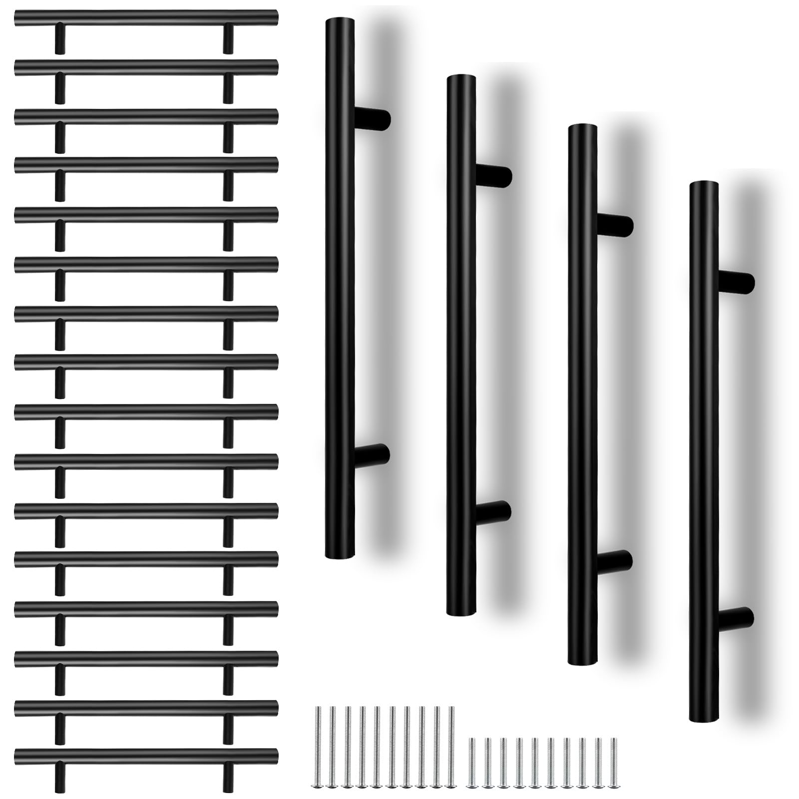 CYEER 20 Pack Matt Black Kitchen Cupboard Handles – 128mm T Bar Pulls