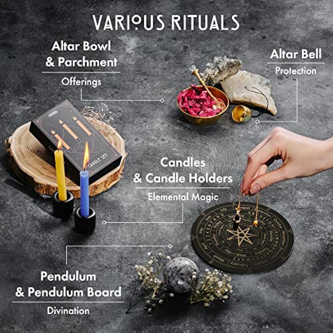 Jolof Store 65-Piece Witchcraft Kit – Wiccan Altar Starter Spell Set
