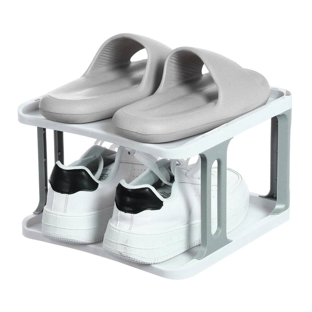 Sourcing Map 2-Tier Stackable Storage Organizer - Adjustable Vertical Shoe Rack With Portable Folding Holder Shelf for Entryway, Living Room, Garage - image 1