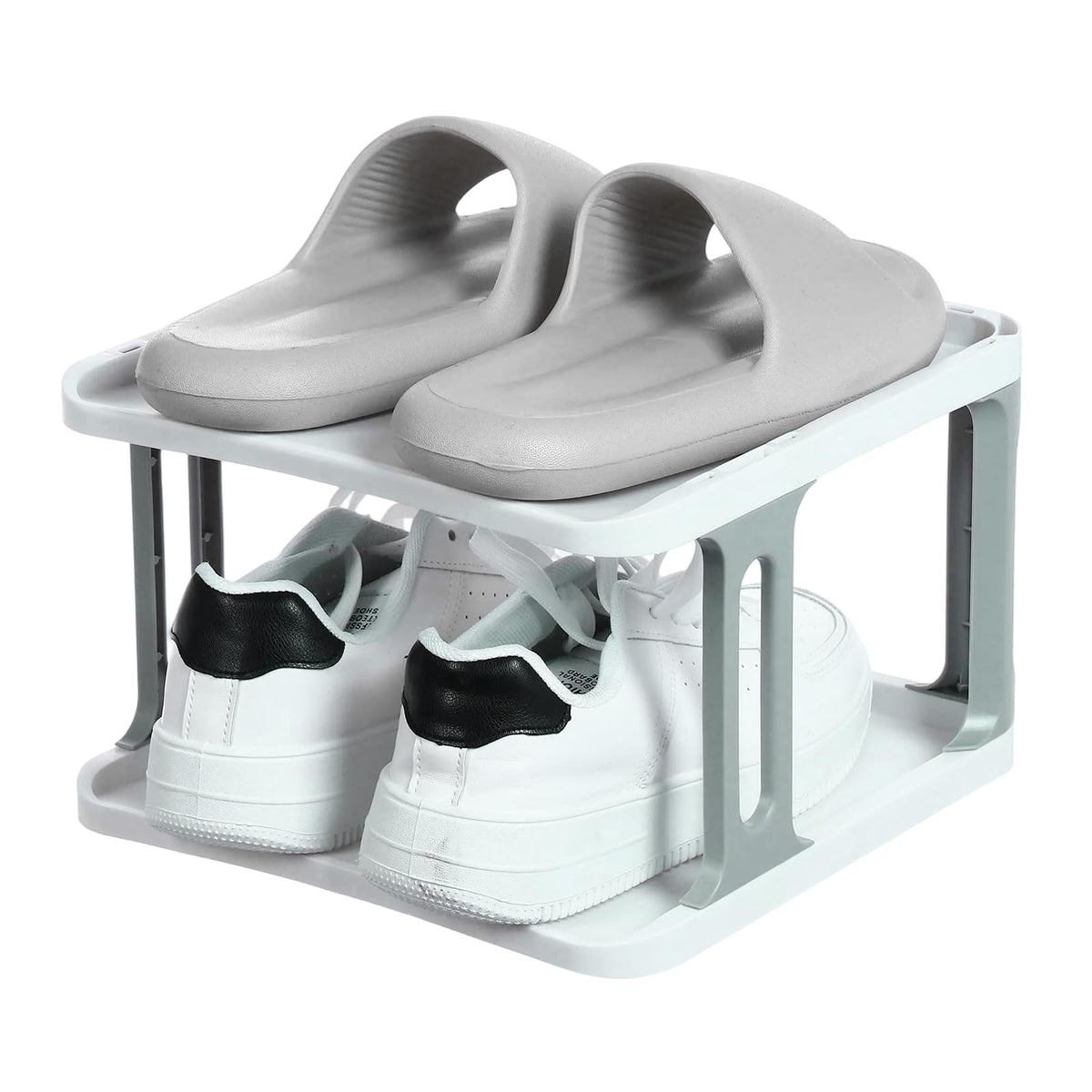 Sourcing Map 2-Tier Stackable Storage Organizer - Adjustable Vertical Shoe Rack With Portable Folding Holder Shelf for Entryway, Living Room, Garage - image 1