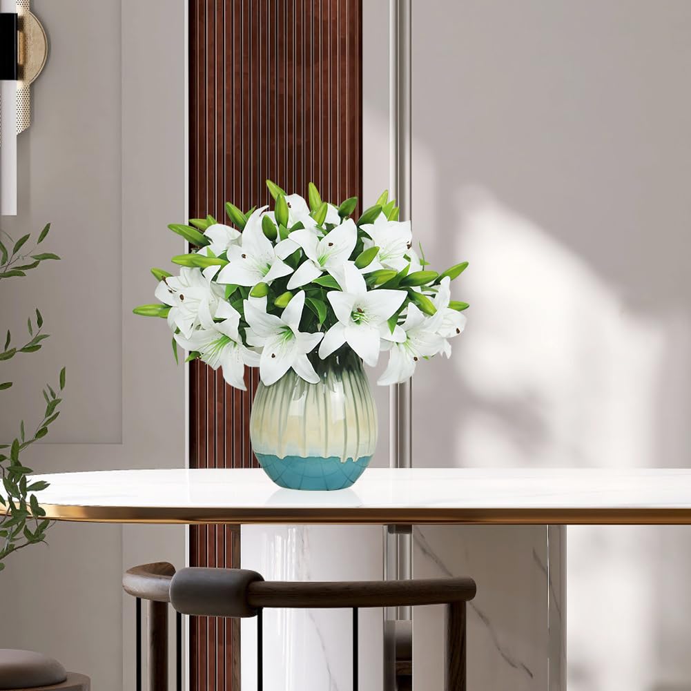 Olrla 20pcs White Real Touch Artificial Tiger Lily Flowers for Weddings