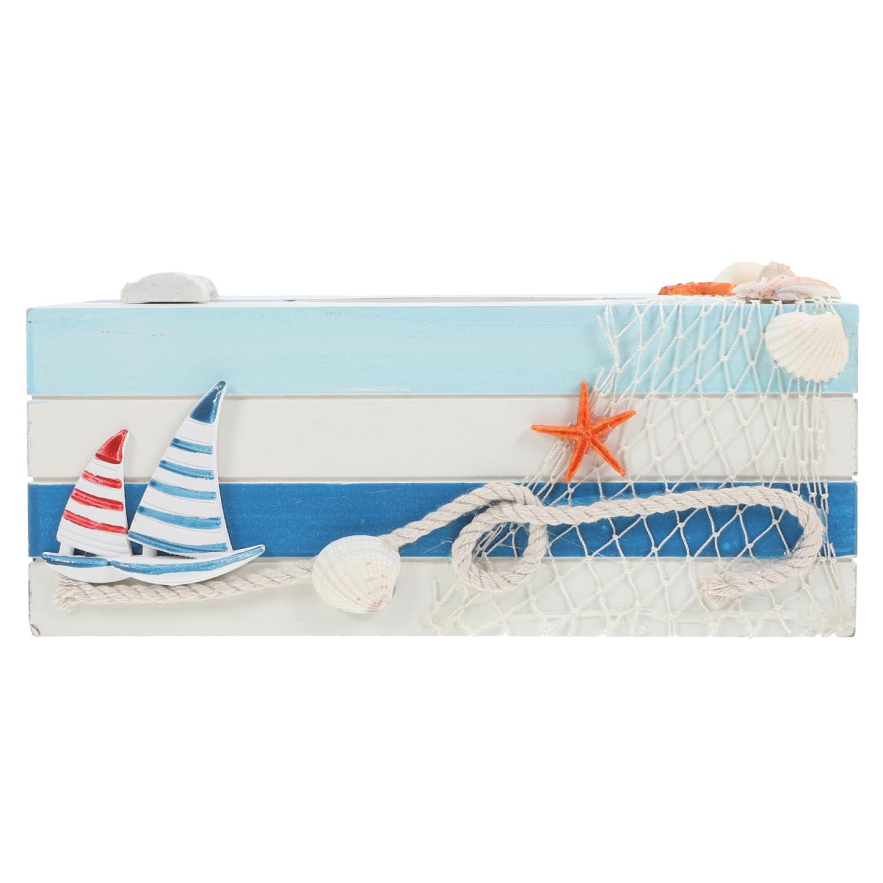 Jolof Store Nautical Wooden Tissue Box Holder – Lighthouse Decor