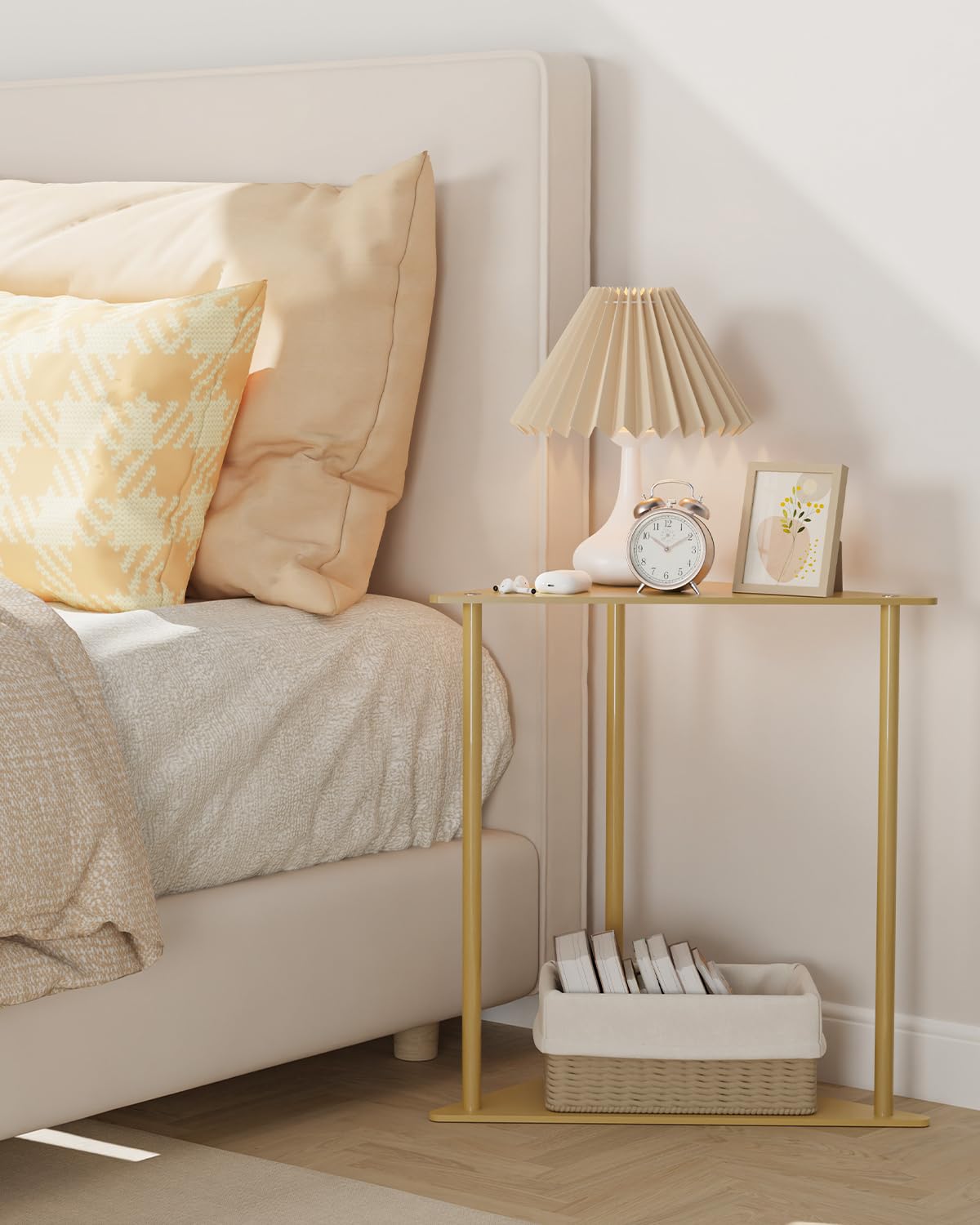 Yawinhe Triangle Metal Side Table,2-Tier Small Corner Table,Golden,2 Pack - image 2