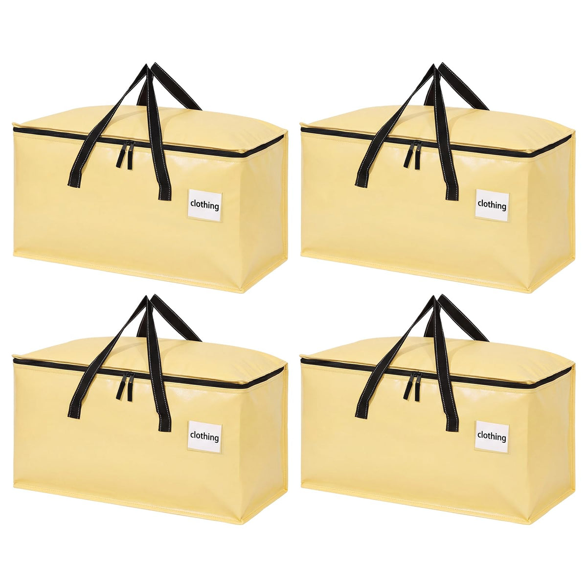 Dntorx 4 Pack 90L Moving Bags,Waterproof Moving Boxes with Zips,Pale Yellow - image 1