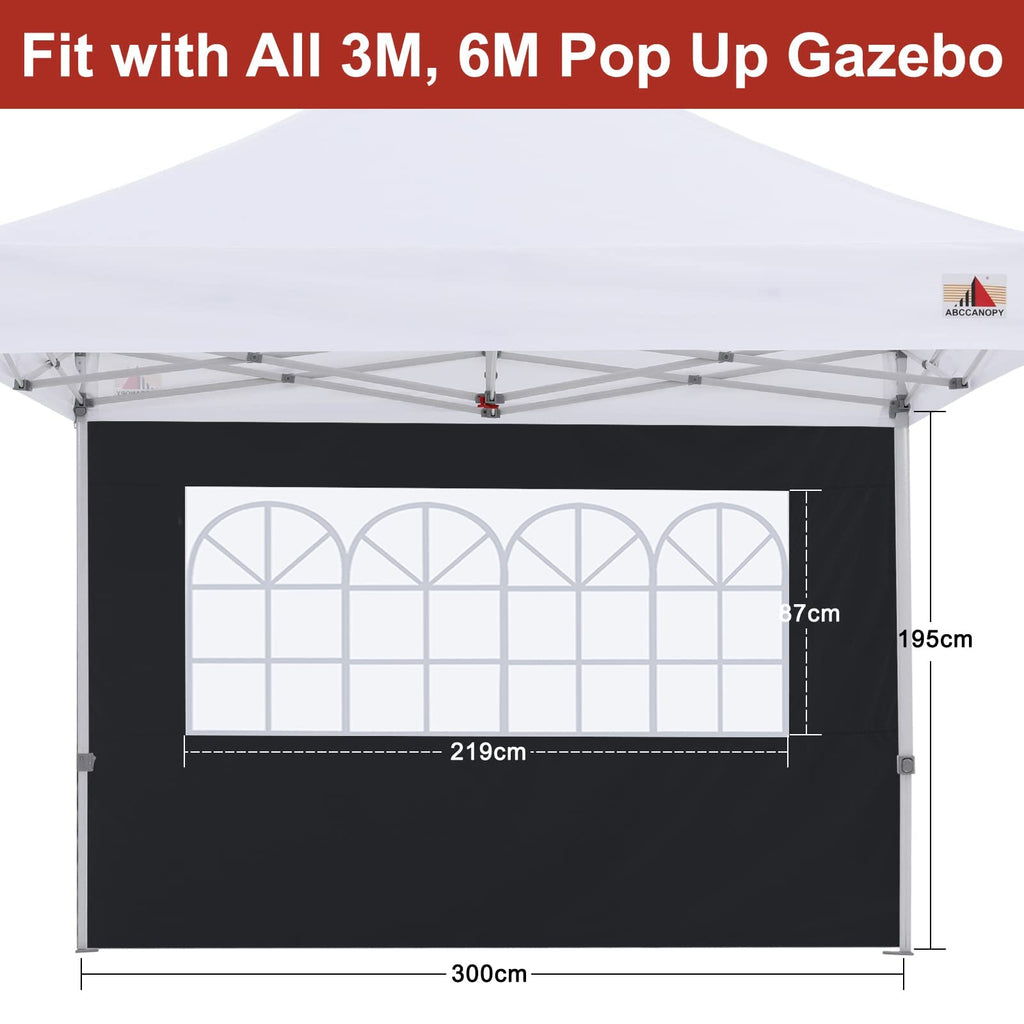 ABCCANOPY 3M Gazebo Sidewalls | 2-Pack Waterproof Window Panels, Black