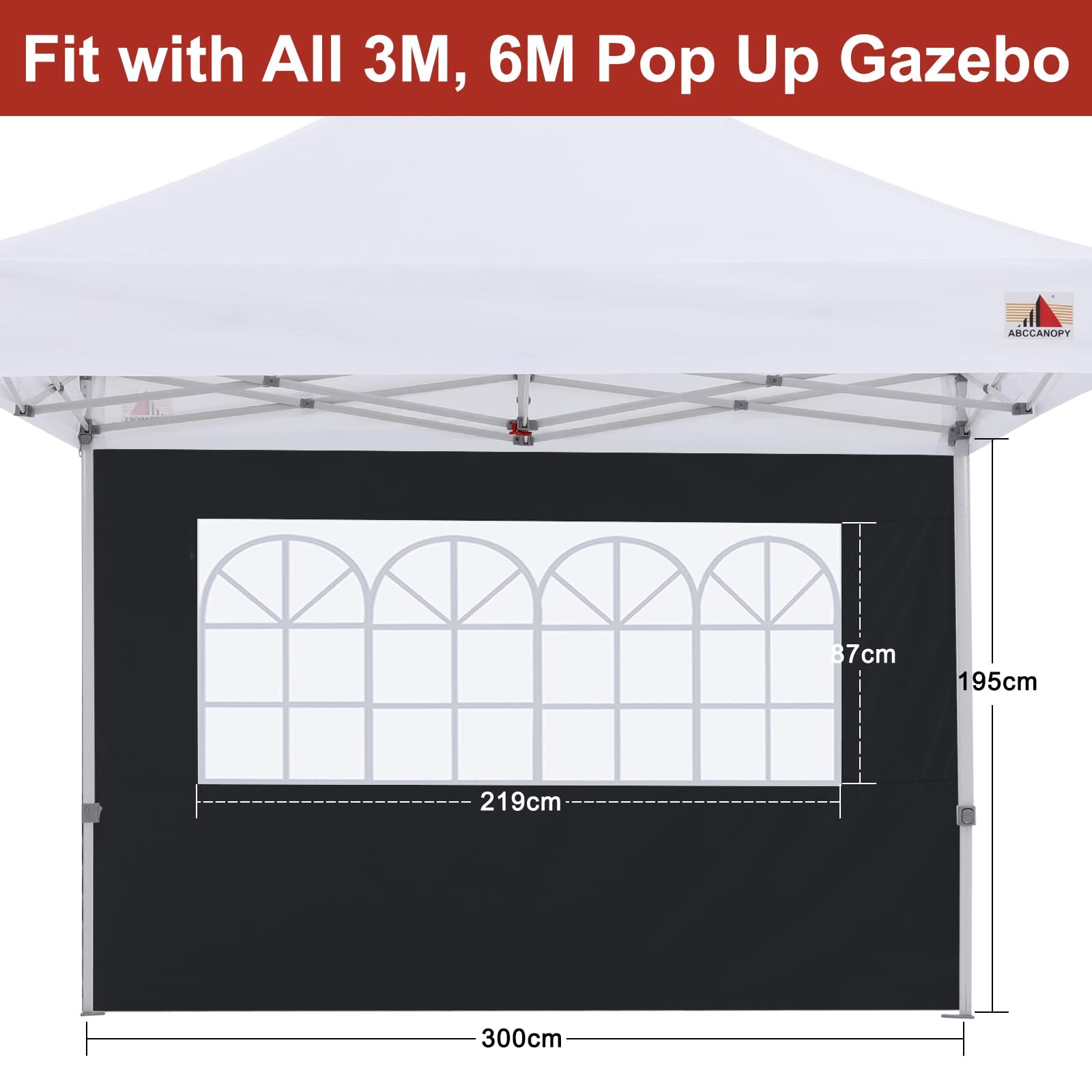 ABCCANOPY 3M Gazebo Sidewalls | 2-Pack Waterproof Window Panels, Black