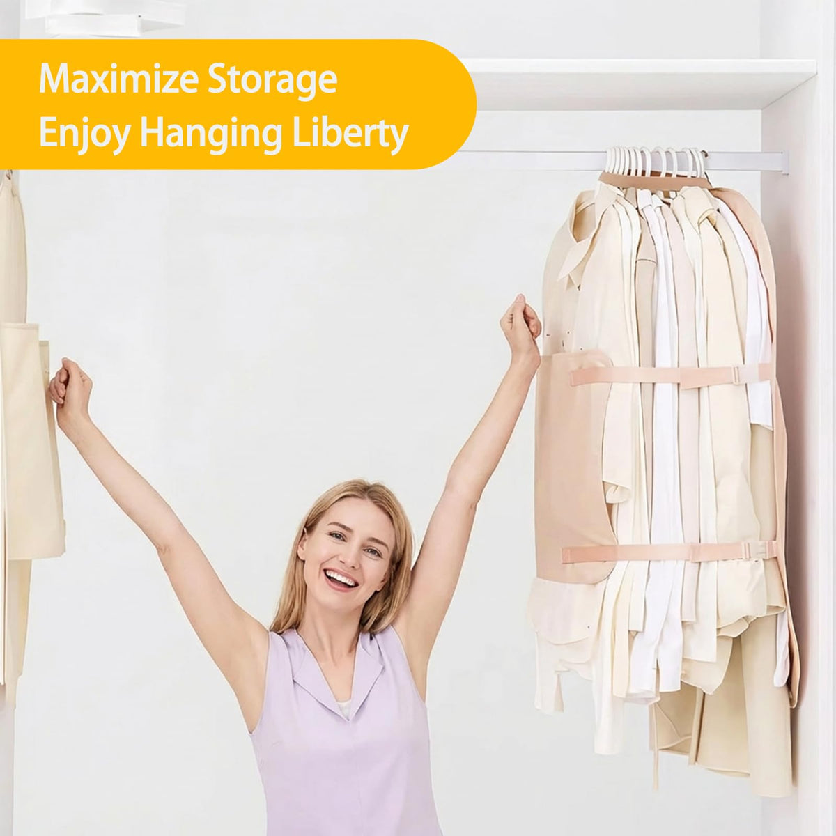 3 PCs Jacket Garment Bag with Self Compression Strap Pink Closet Organiser Space Saver - image 5