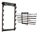 Dfdvye 6-Tier Katana Sword Holder | Black Velvet Padded Wall Mount