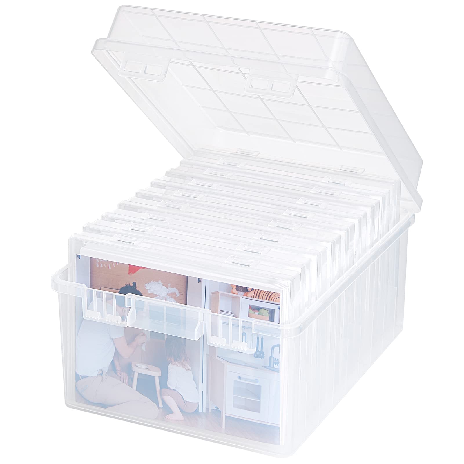 Lifewit 5x7 Photo Storage Box - 9 Inner Cases Clear Craft & Seed Organizer