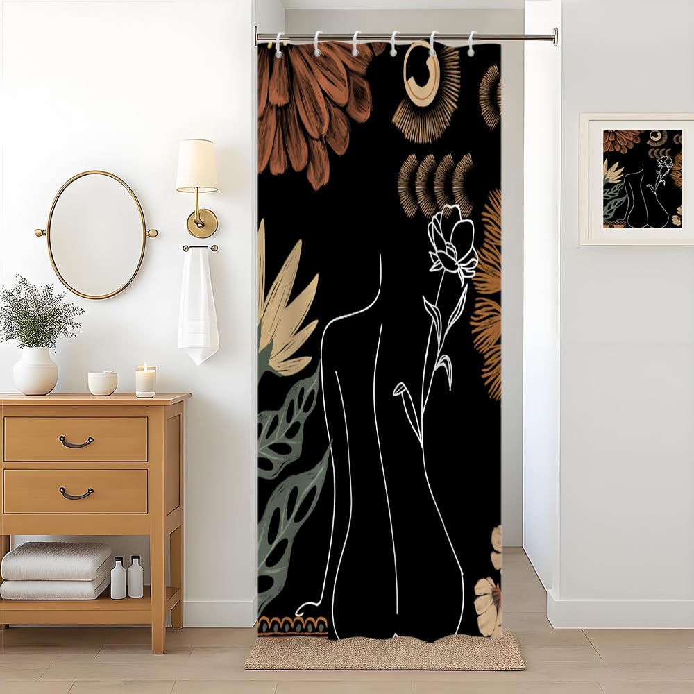 Uiiooazy Abstract Boho Floral Shower Curtain | Waterproof Polyester Fabric