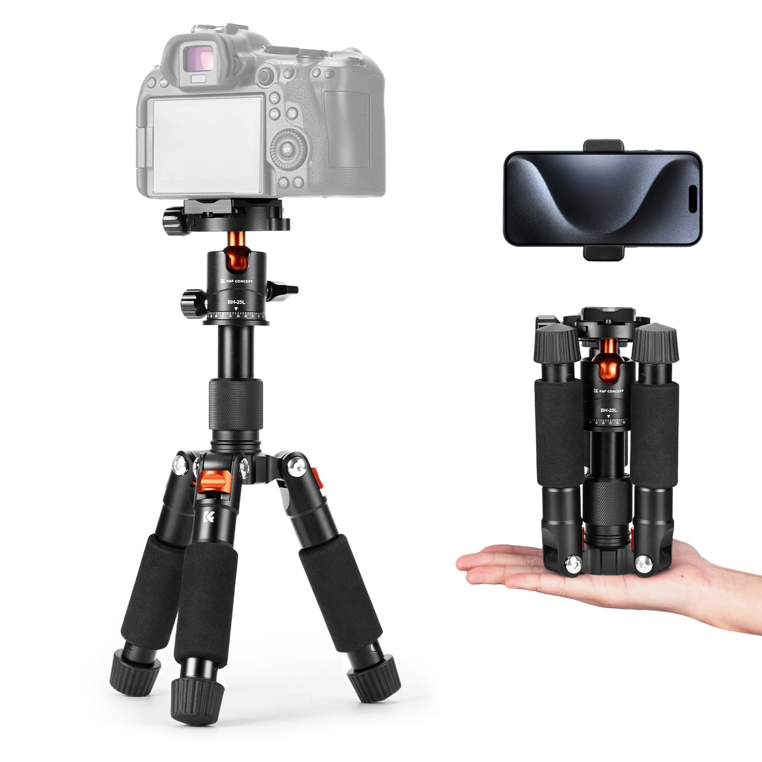 K&F CONCEPT Mini Desktop Tripod - 20.5" Compact Camera Stand with Ball Head