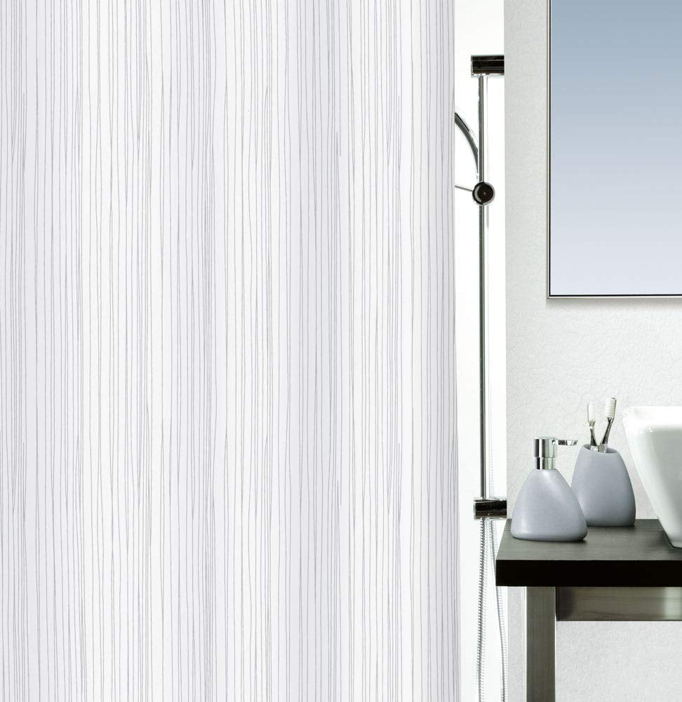 Spirella Raya White Textile Shower Curtain - Water Repellent 180x200cm
