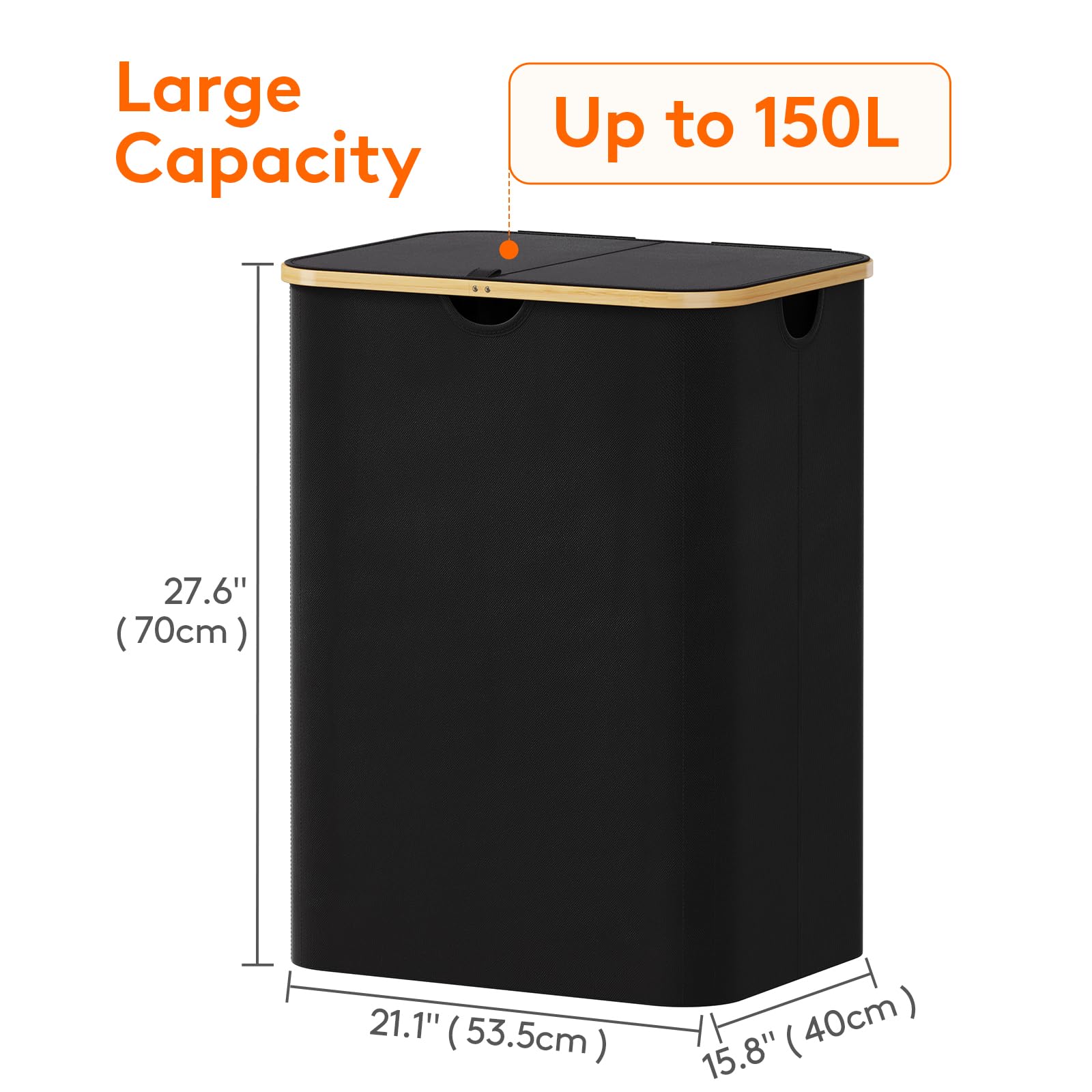 Lifewit 150L Laundry Basket with Lid | Foldable Hamper with 2 Bags
