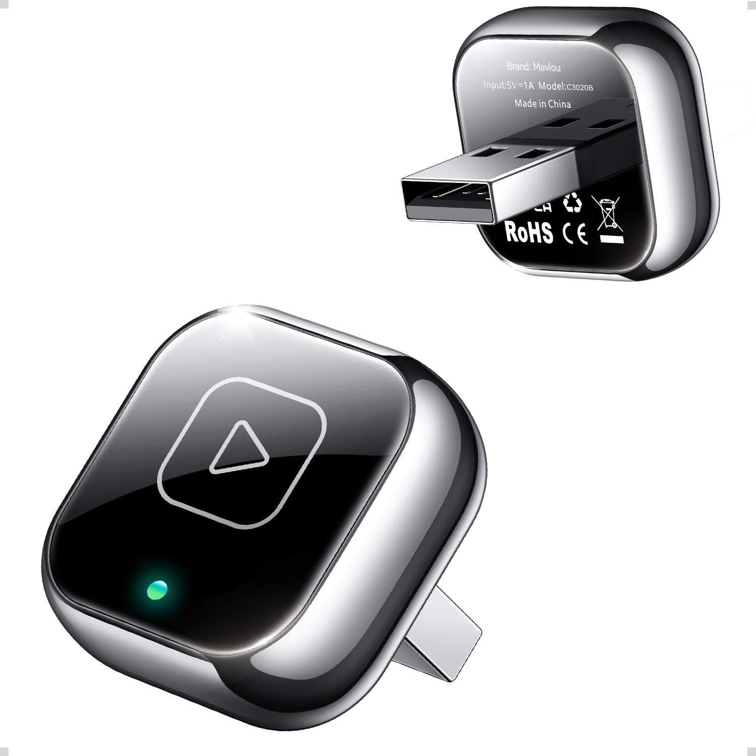 Mavlou 2-in-1 Wireless CarPlay & Android Auto Adapter - Metal Gray