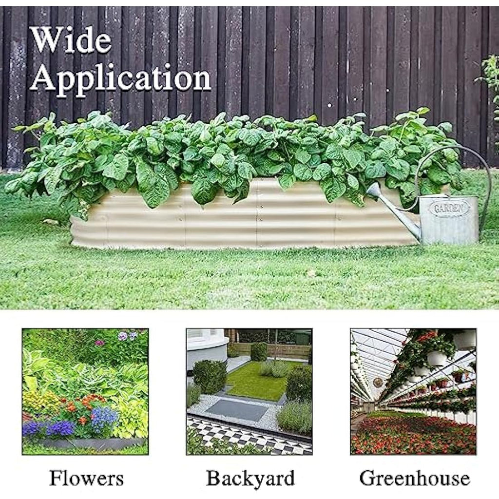 Byhagern Galvanized Raised Garden Bed – Anti-Rust Metal Planter, Beige