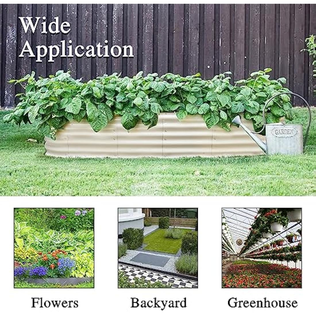 Byhagern Galvanized Raised Garden Bed – Anti-Rust Metal Planter, Beige