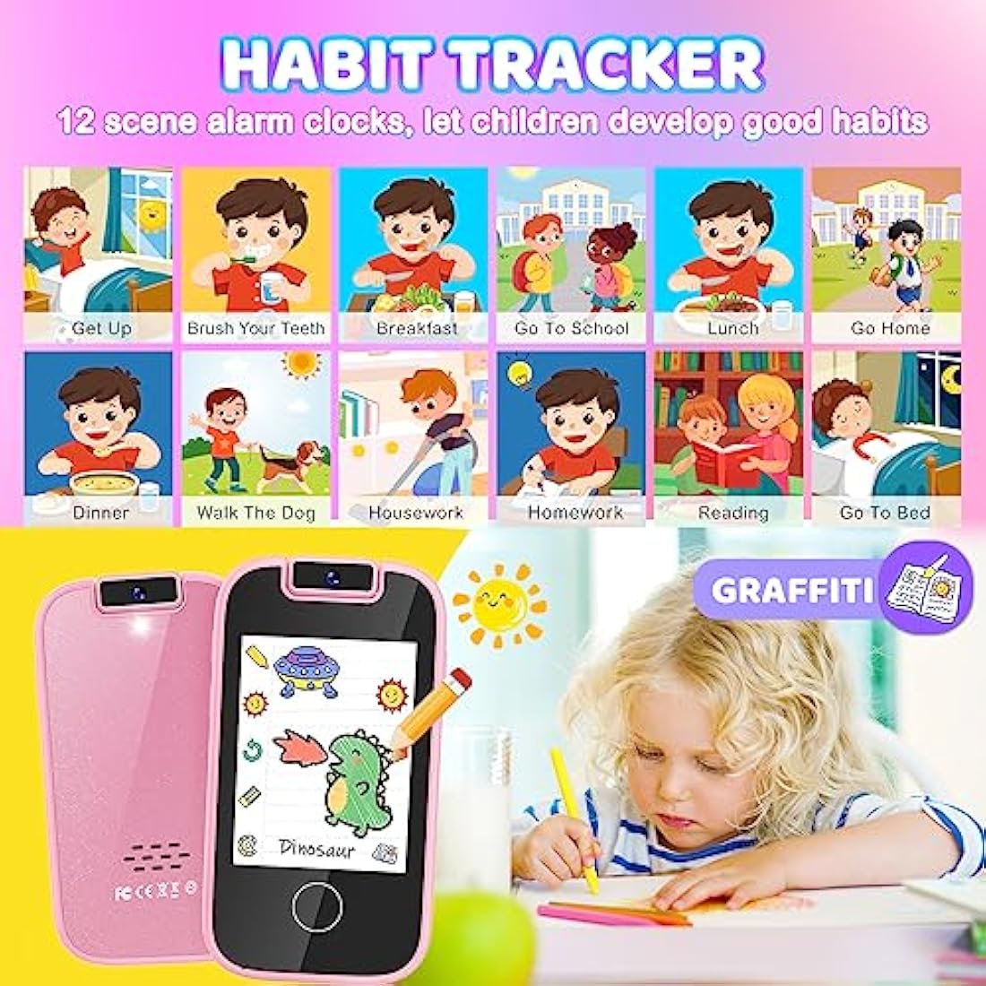 Jolof Store Kids Smart Phone | Dual Camera MP3 Player Toy for Girls 3-8