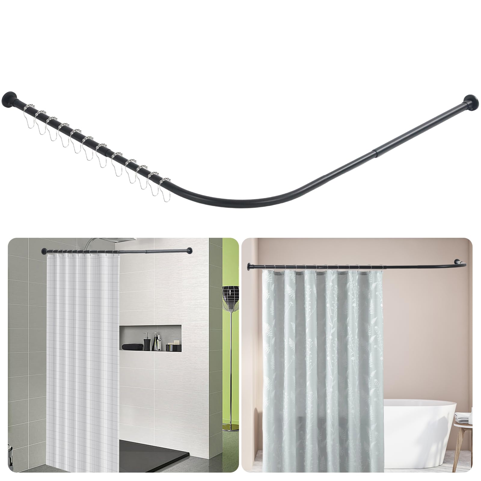 Btstil L-Shape Shower Curtain Rail | 304 Stainless Steel Corner Rod