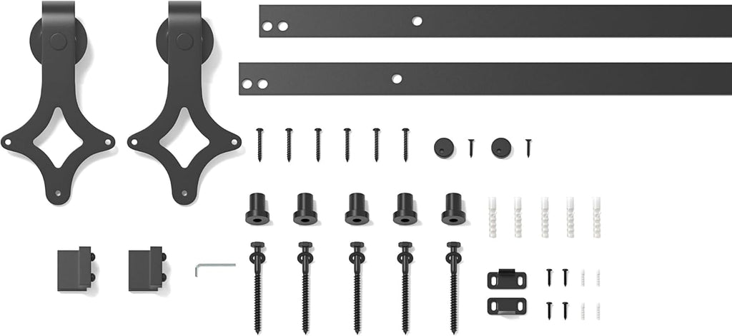 SANKEYTEW 6.6FT Sliding Barn Door Kit | Heavy Duty Steel Track - Black