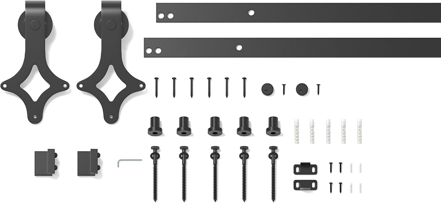 SANKEYTEW 6.6FT Sliding Barn Door Kit | Heavy Duty Steel Track - Black