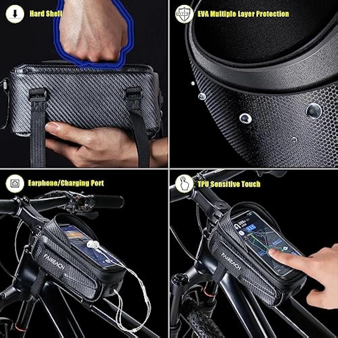 Faireach Waterproof Bike Handlebar Bag – Touchscreen Phone Mount Pouch