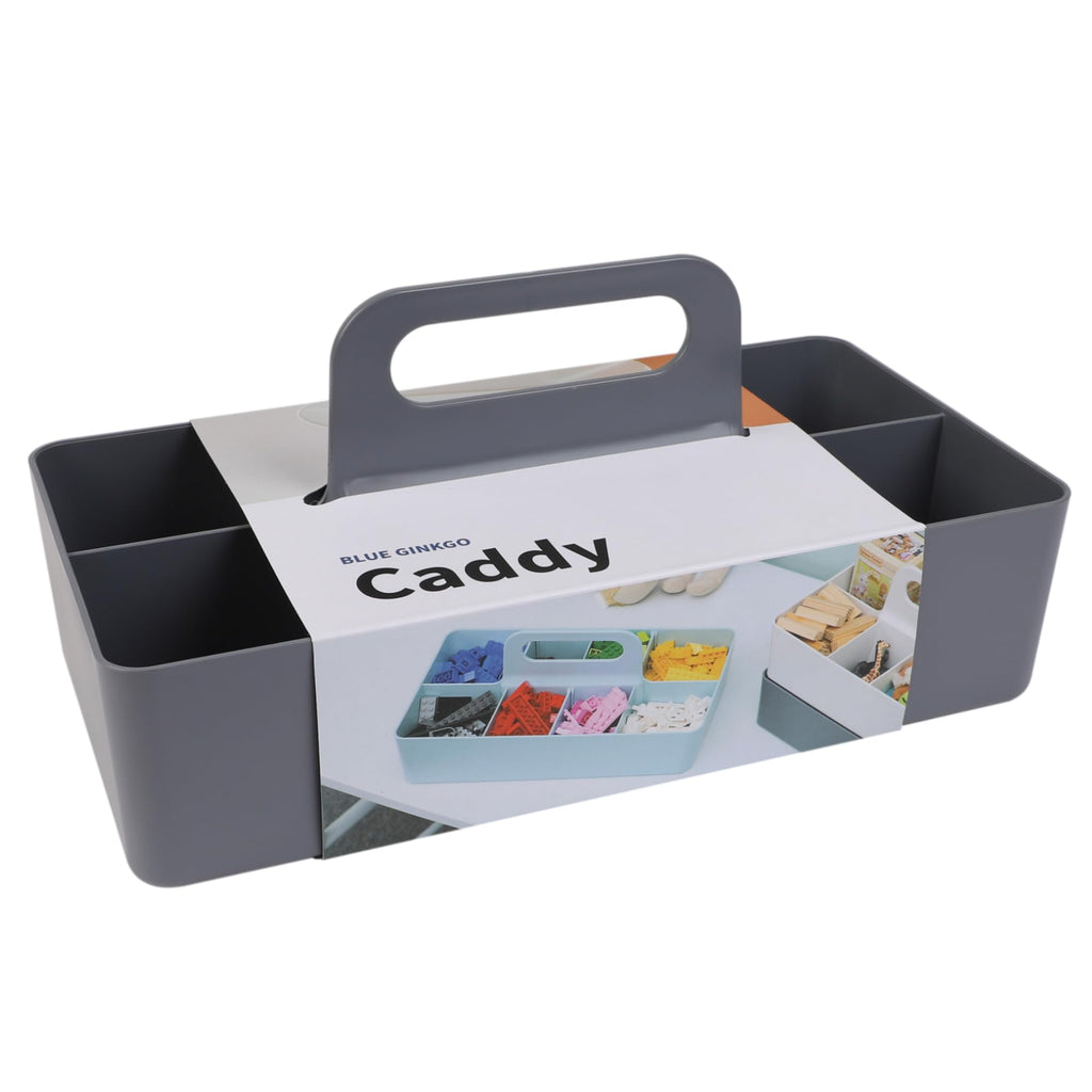 BLUE GINKGO Stackable Organizer Caddy – Korean-Made Portable Tote for Bathroom, Office, Crafts, or School Supplies Long Rectangle, Grey - image 1