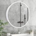 Janboe 24" Round Medicine Cabinet | Aluminum Soft Close Mirror, White