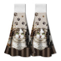 WADORN Cat Kitchen Towels | 2-Pack Absorbent Hanging Hand Dishcloths