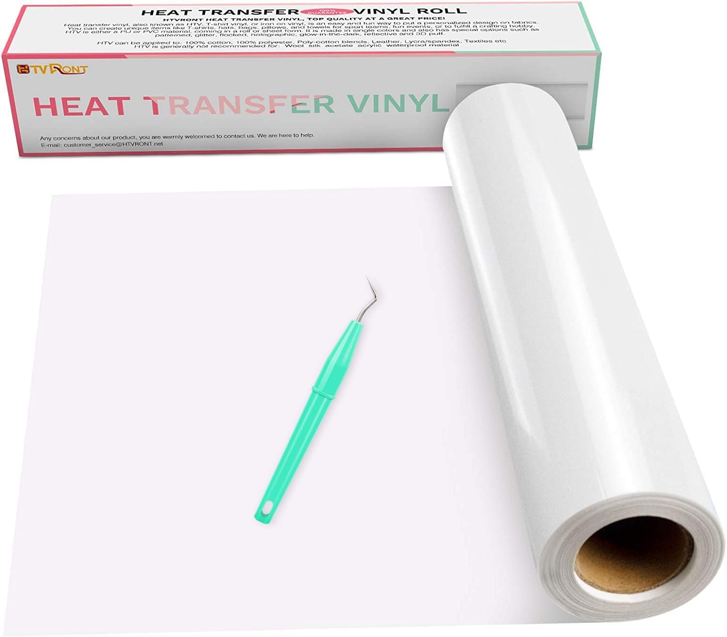 HTVRONT White Heat Transfer Vinyl Roll - 12" x 15ft Iron on HTV for T-Shirts