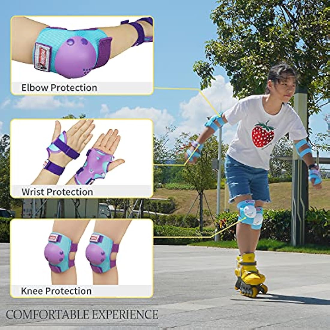 Jolof Store Kids Protective Gear Set – Knee Elbow Wrist Pads for 3-15