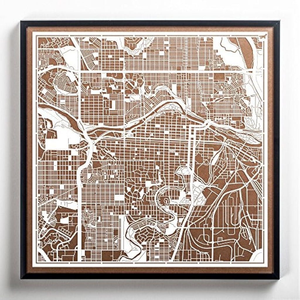 Calgary Paper Cut City Map -  Minimalist Wall Art 30x30cm