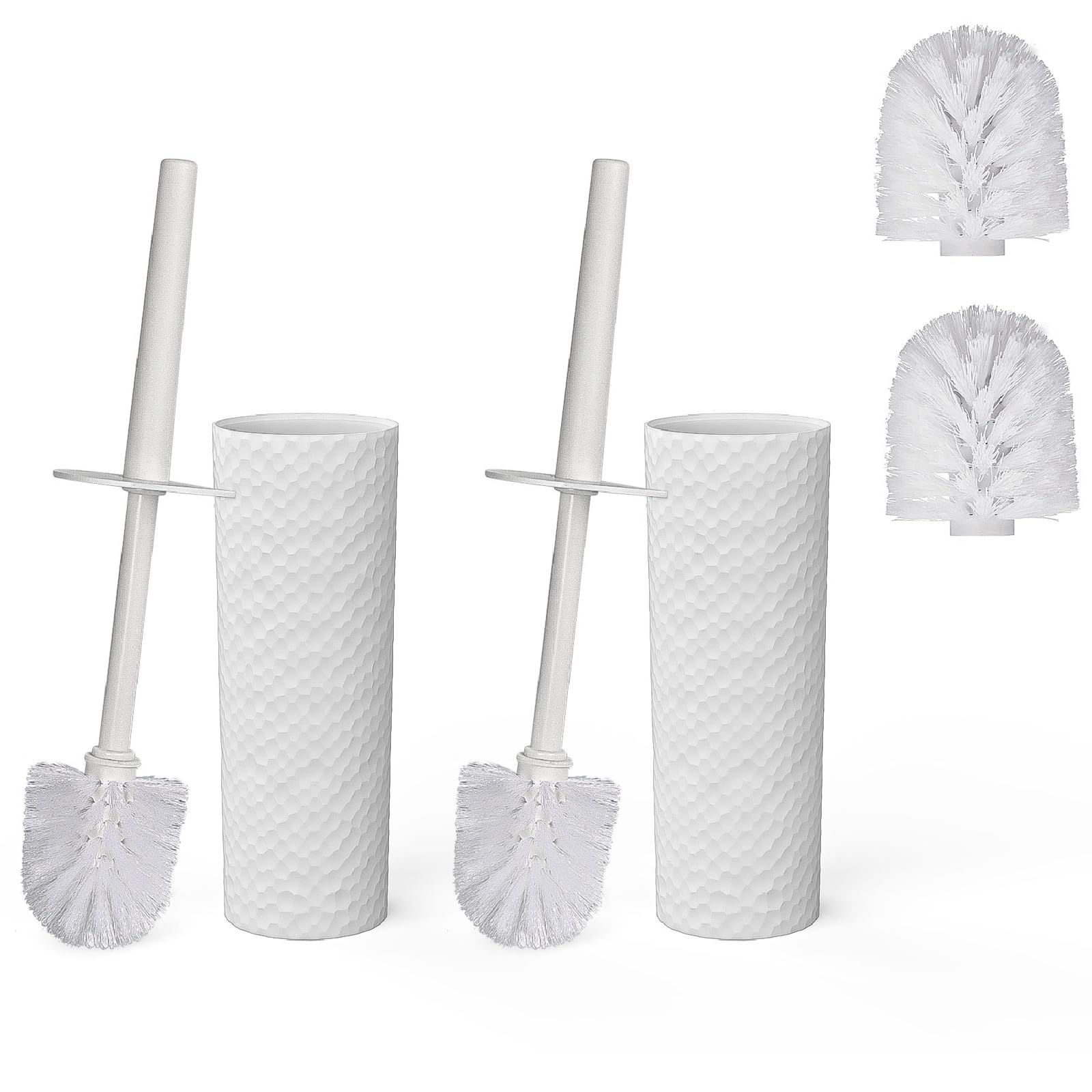 Jolof Store Toilet Brush and Holder Set – 2 Pack with 4 Replacement Heads