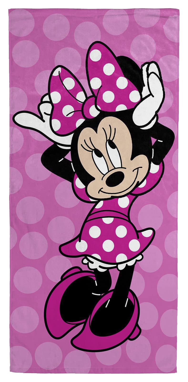 Disney Minnie Mouse Beach Towel – 100% Cotton Terry, 71cm x 147cm