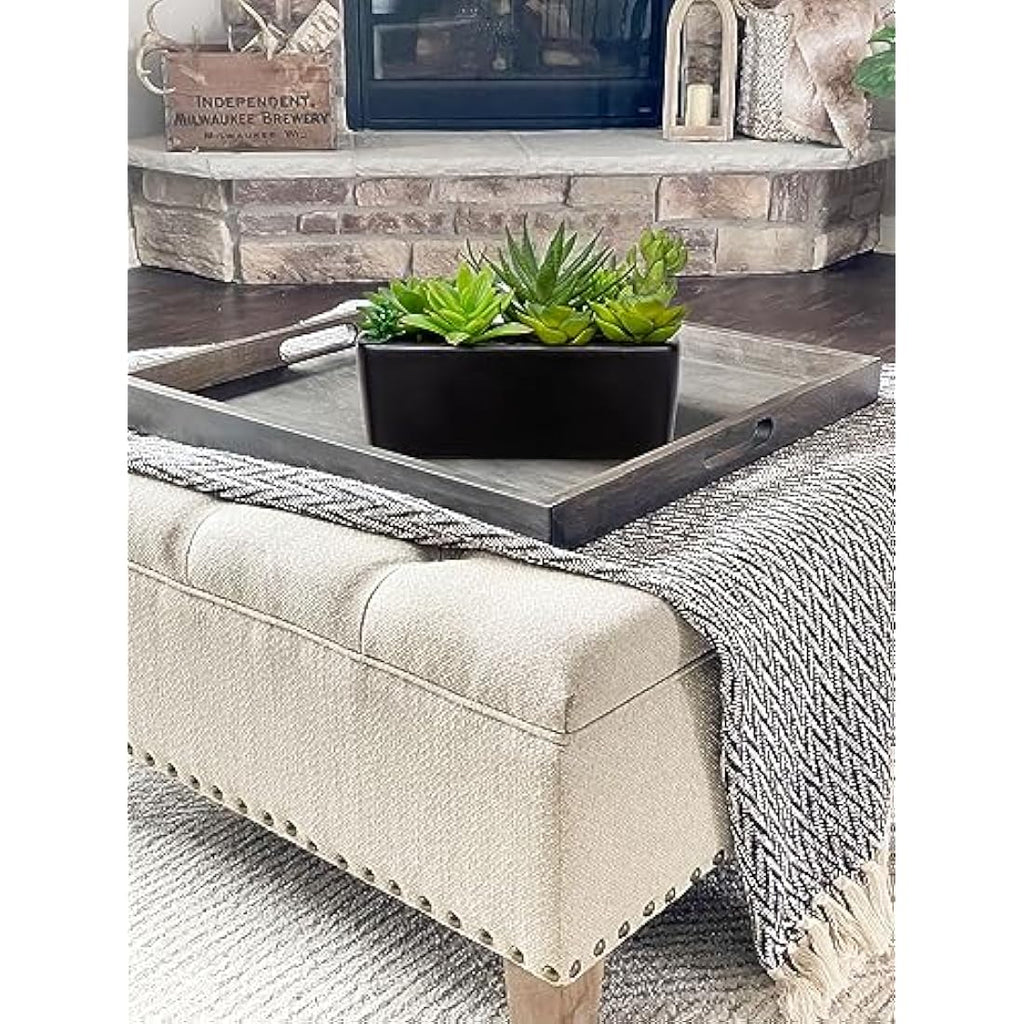Briful Artificial Succulents in Black Ceramic Pot | Faux Potted Plants