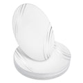 Stackables 20-Pack 9-Inch Reusable Hard Plastic Plates - White and Silver