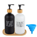Jolof Store Glass Hand and Dish Soap Dispenser Set - 16oz Black & White