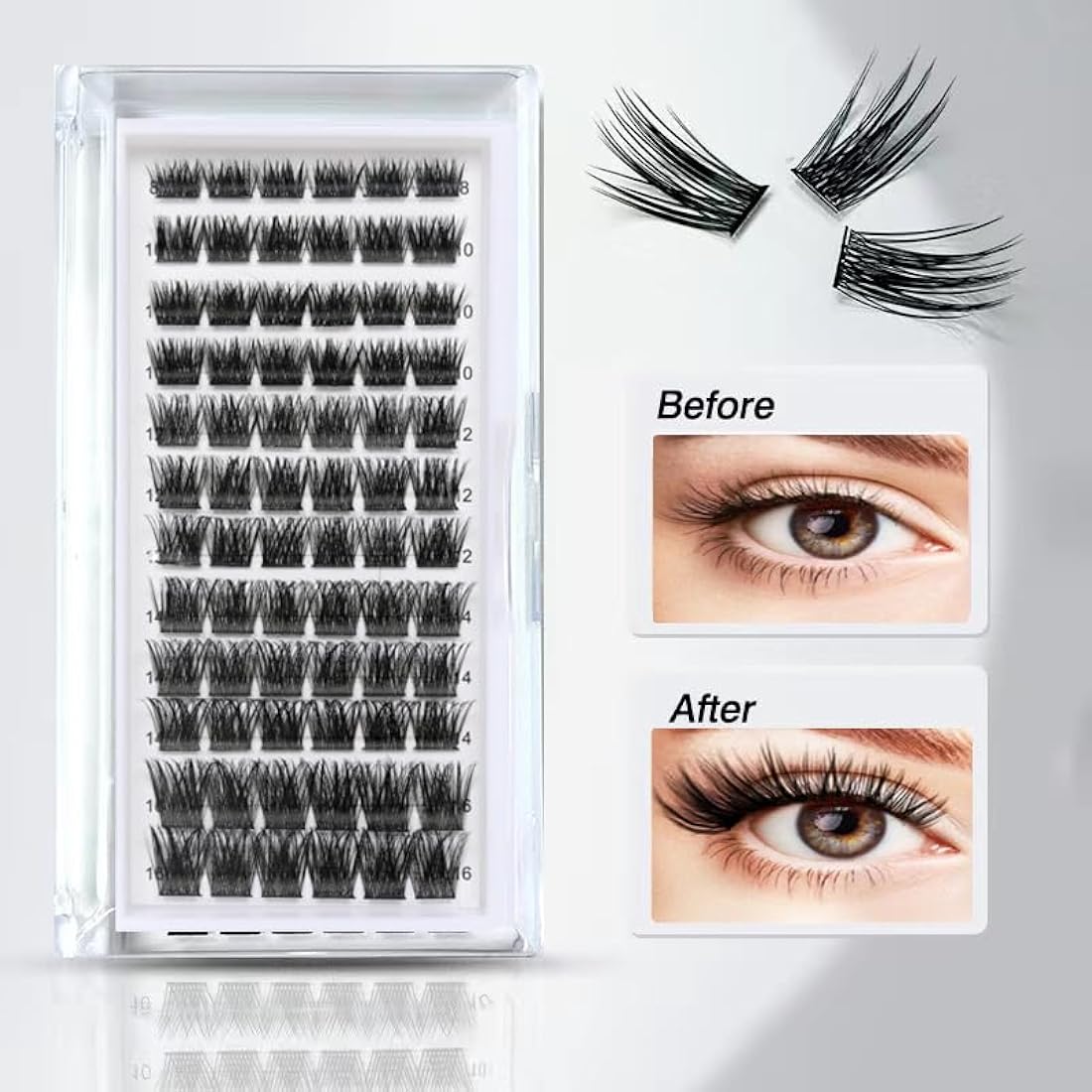 Jolof Store Cluster Lashes | 72 Pcs D Curl DIY Eyelash Extensions 8-16mm
