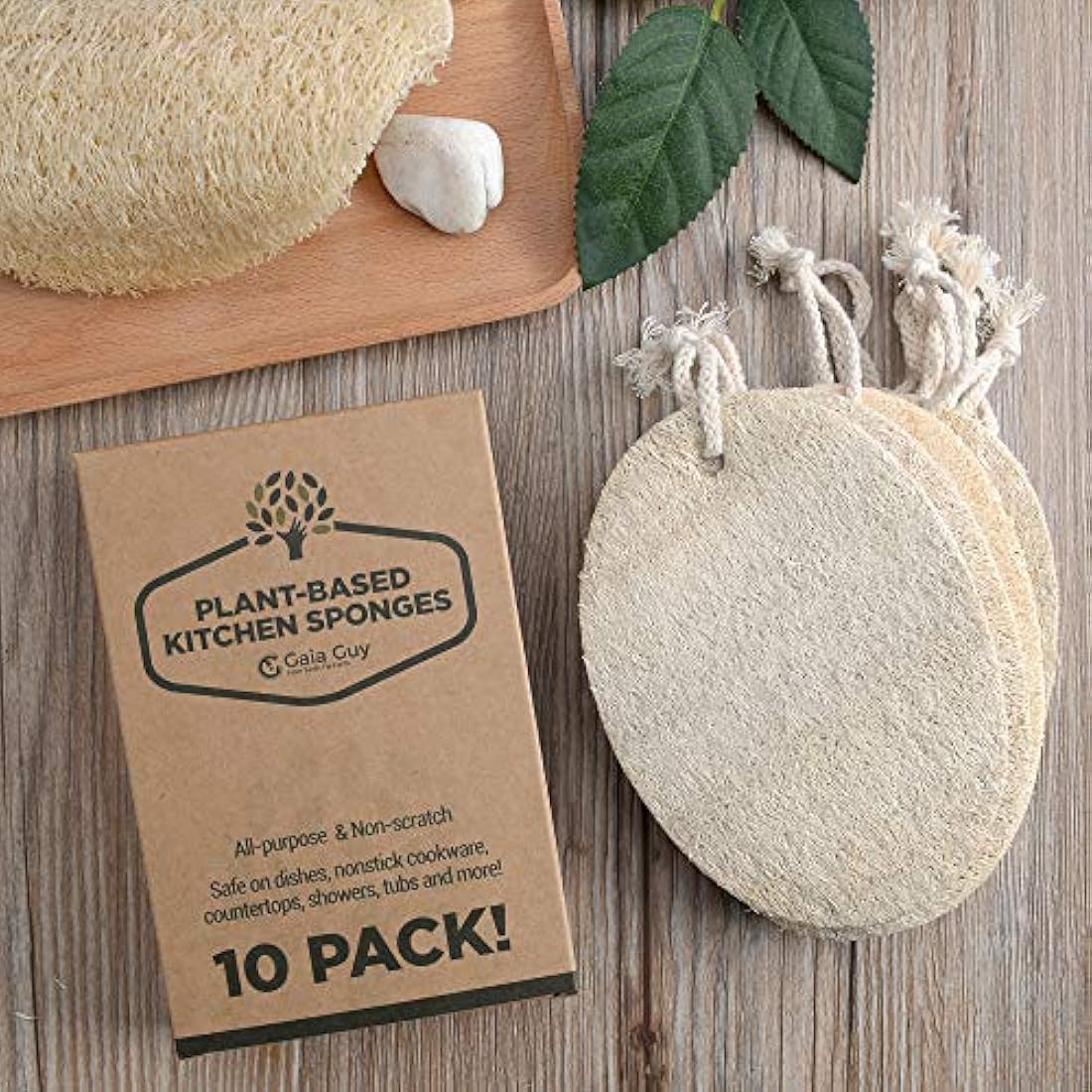 Jolof Store Natural Loofah Dish Sponges – 10 Pack Compostable Scourers